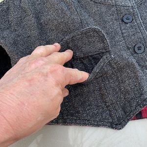 Piper & Blue Charcoal Heather Gray Button Vest Red Checkered Buffalo Lining XL